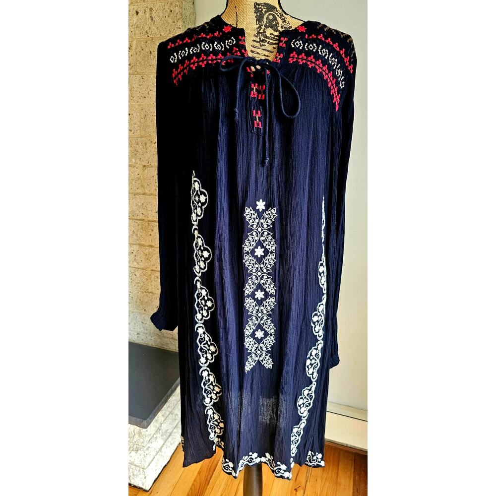 Anthropolgie Hazel Dress Embroidered Peasant Flowy, Boho 100% Viscose Aztec Sz S - Picture 3 of 15